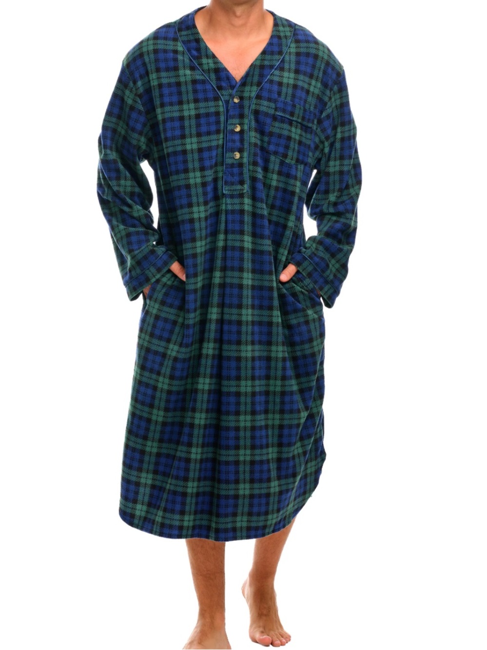 L.L. Bean Vintage 100% cotton flannel Nightshirt blue & green Scotch plaid sz XL